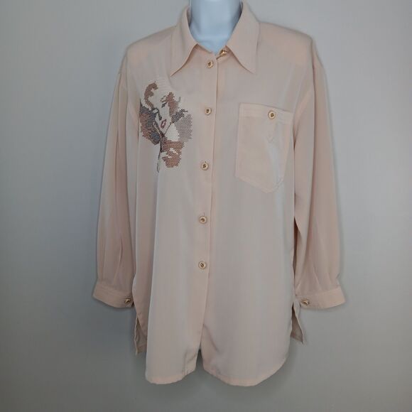 Marilyn Monroe Tops - Vintage Marilyn Monroe Blouse Women's Size XL Embroidered Shirt Novelty Artsy